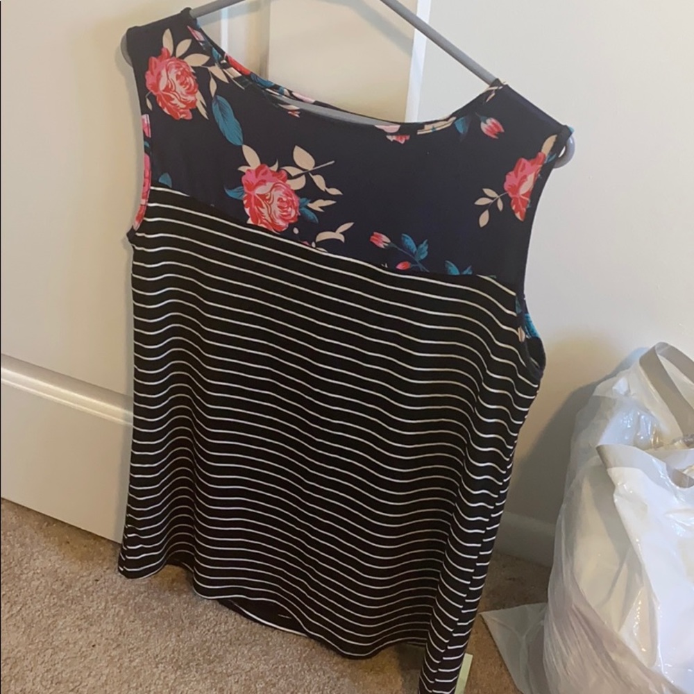 Stripe floral tank top